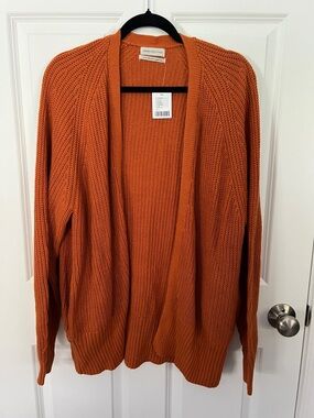 Urban Outfitters Open-Front Chunky Knit Cardigan - Rust Orange